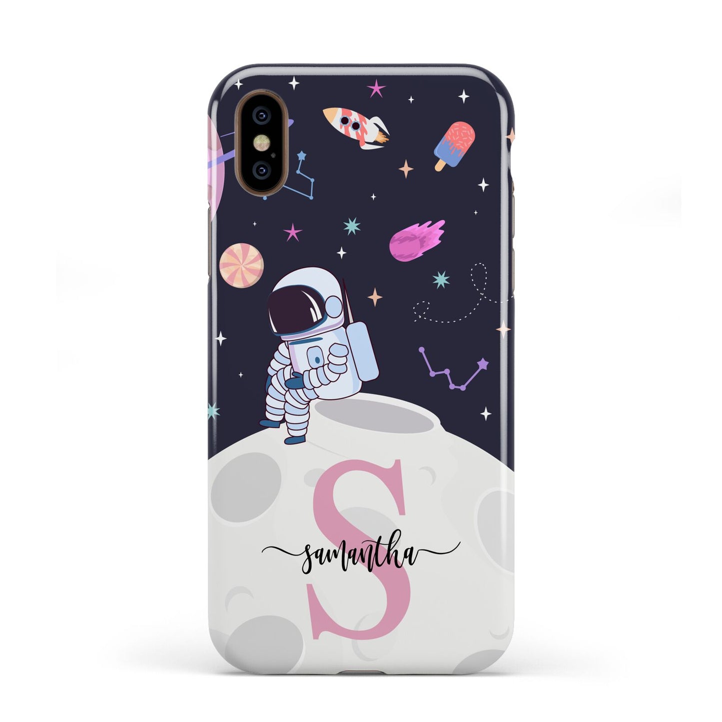Astronaut in Candy Space with Name Apple iPhone XS 3D Tough