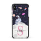 Astronaut in Candy Space with Name Apple iPhone Xs Max Impact Case Black Edge on Silver Phone