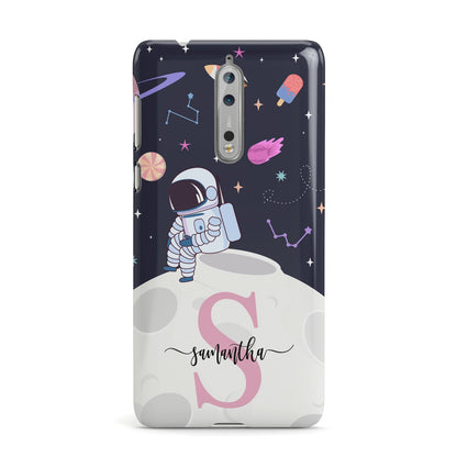 Astronaut in Candy Space with Name Nokia Case