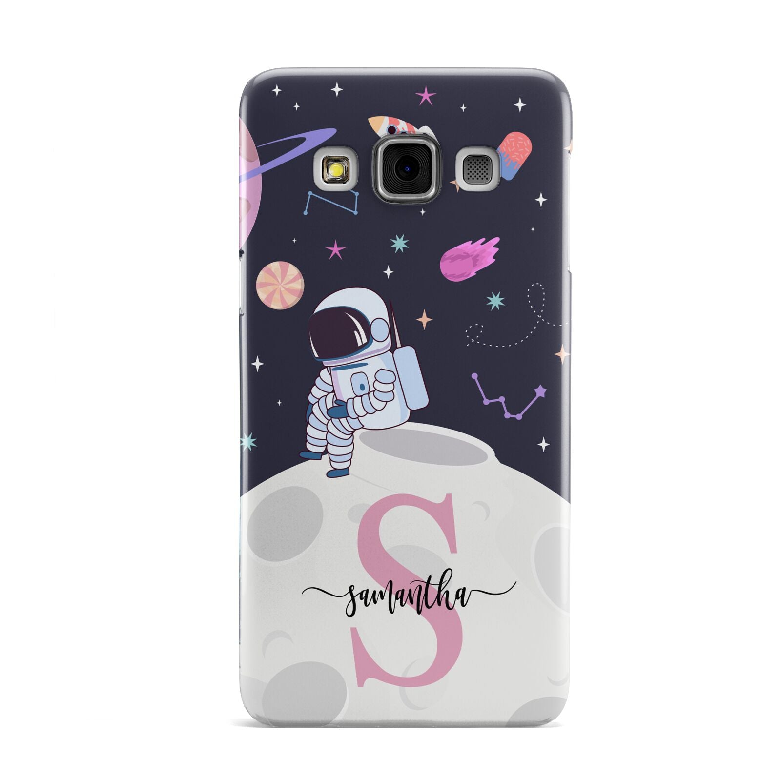 Astronaut in Candy Space with Name Samsung Galaxy A3 Case