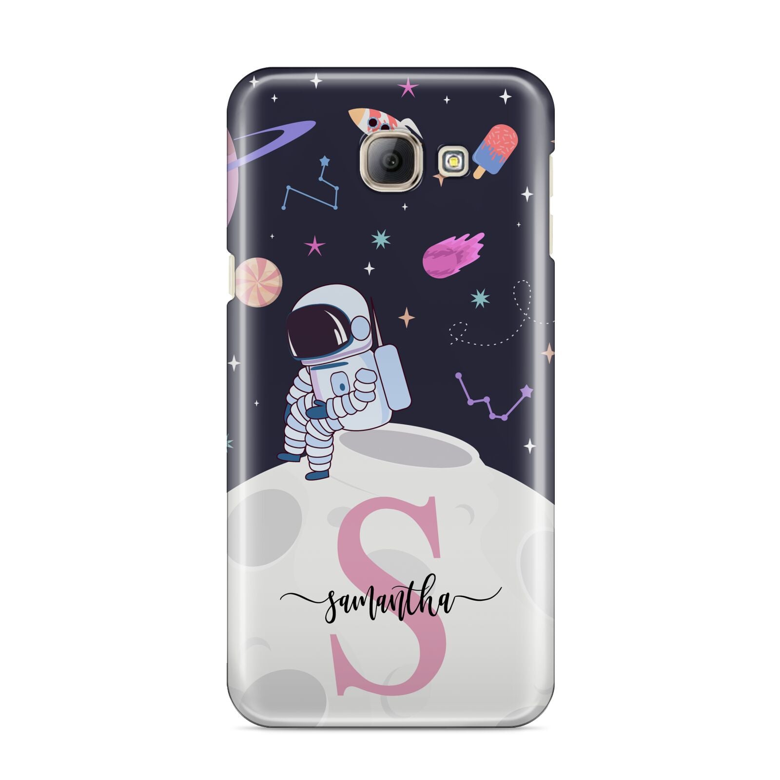 Astronaut in Candy Space with Name Samsung Galaxy A8 2016 Case