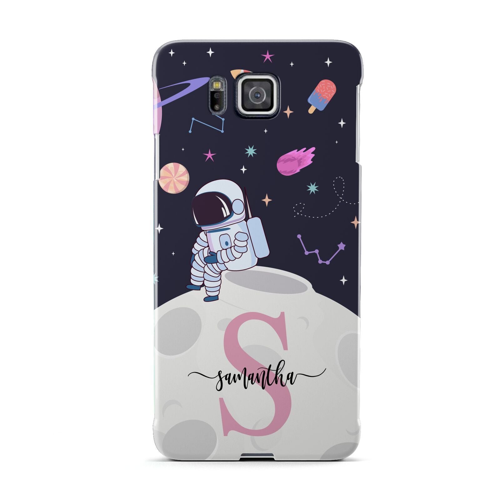Astronaut in Candy Space with Name Samsung Galaxy Alpha Case