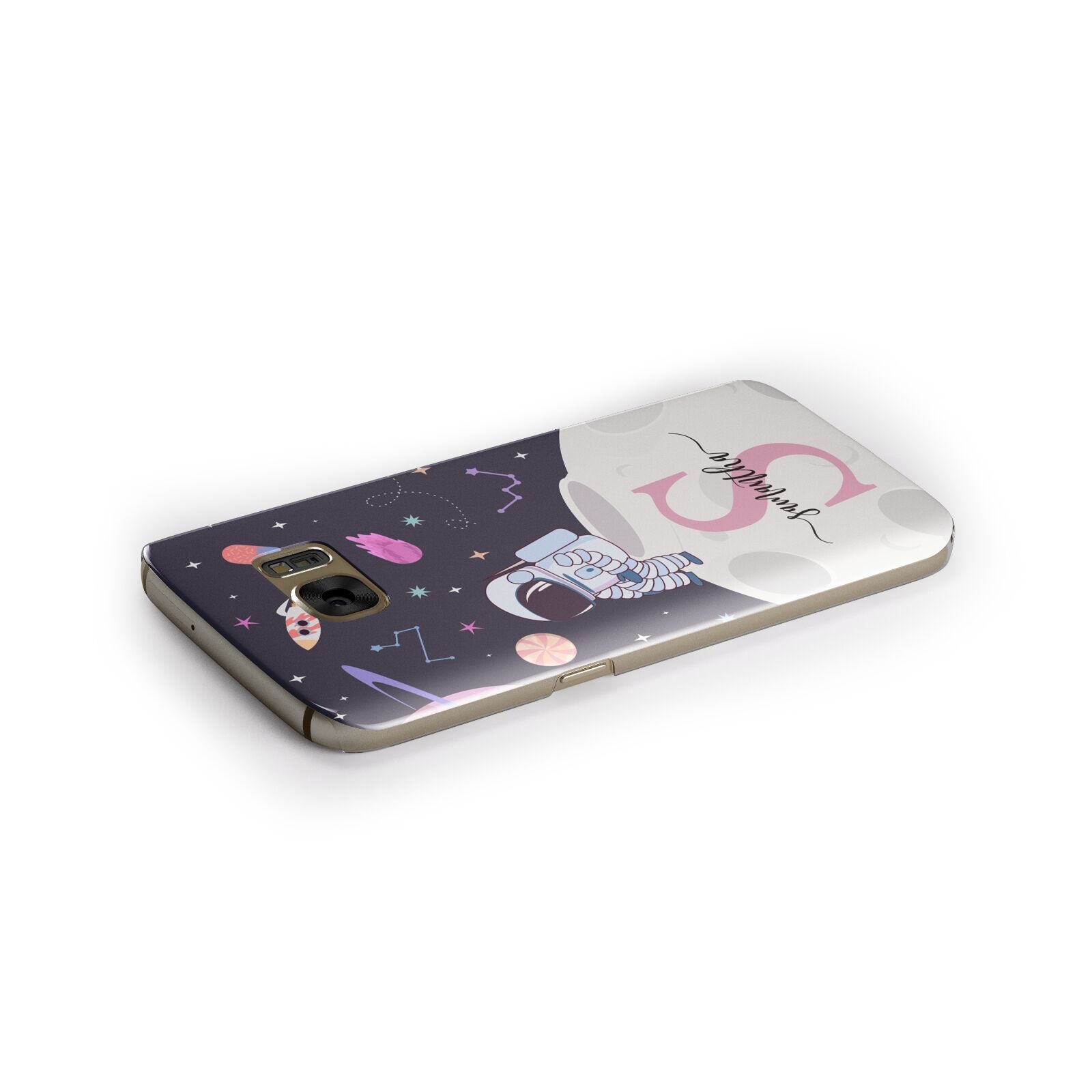 Astronaut in Candy Space with Name Samsung Galaxy Case Side Close Up