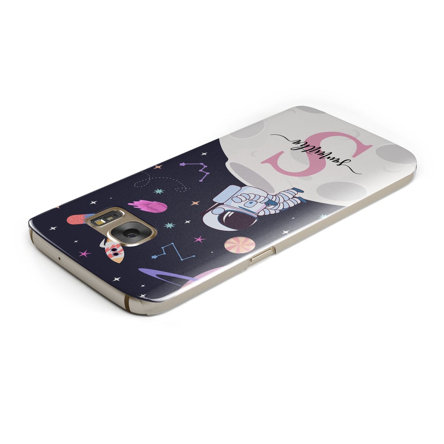 Astronaut in Candy Space with Name Samsung Galaxy Case Top Cutout