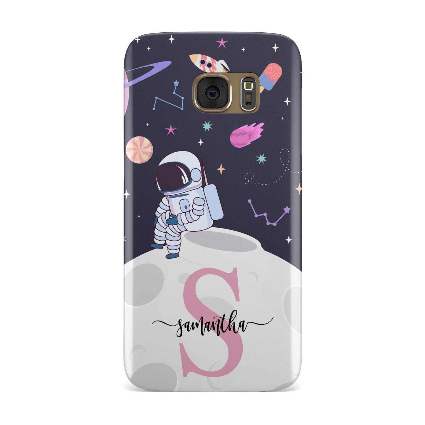 Astronaut in Candy Space with Name Samsung Galaxy Case