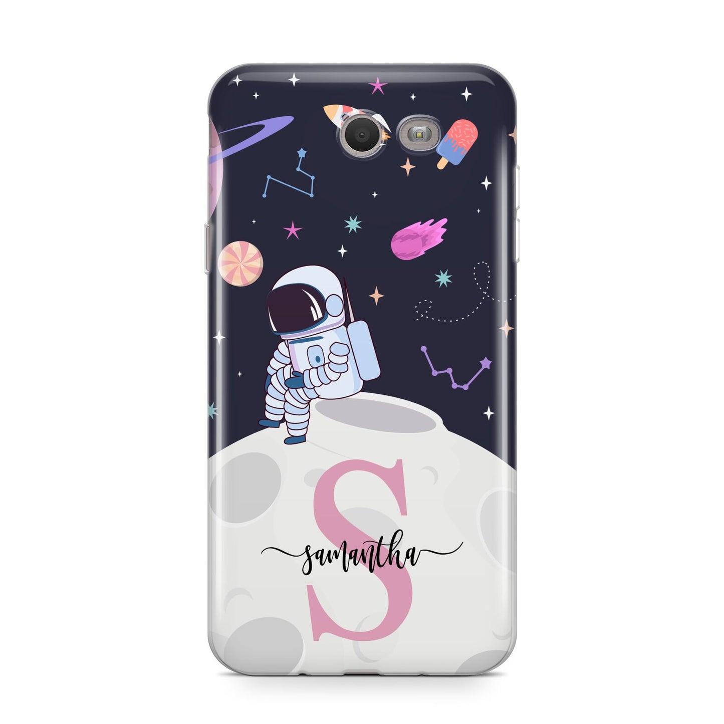 Astronaut in Candy Space with Name Samsung Galaxy J7 2017 Case