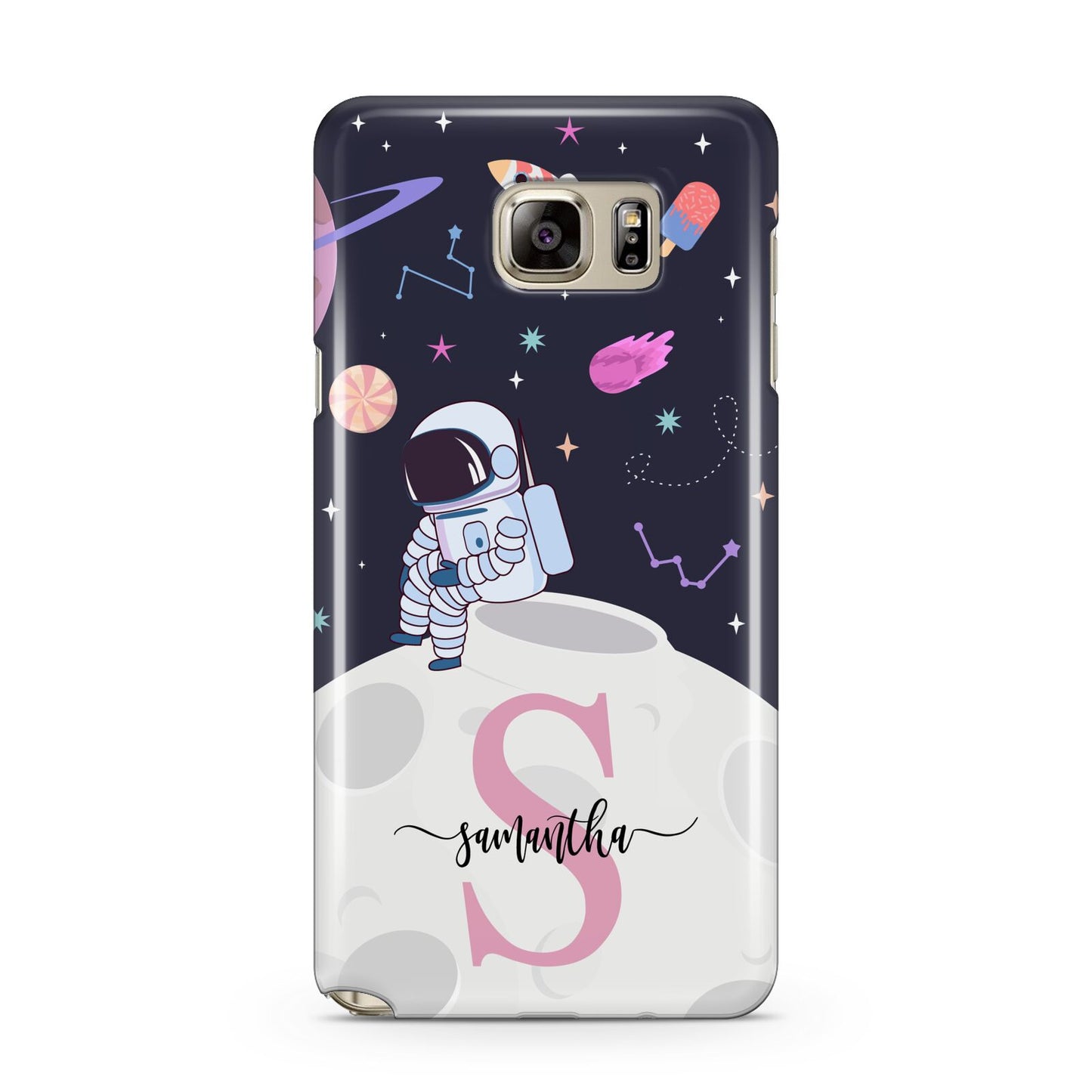 Astronaut in Candy Space with Name Samsung Galaxy Note 5 Case