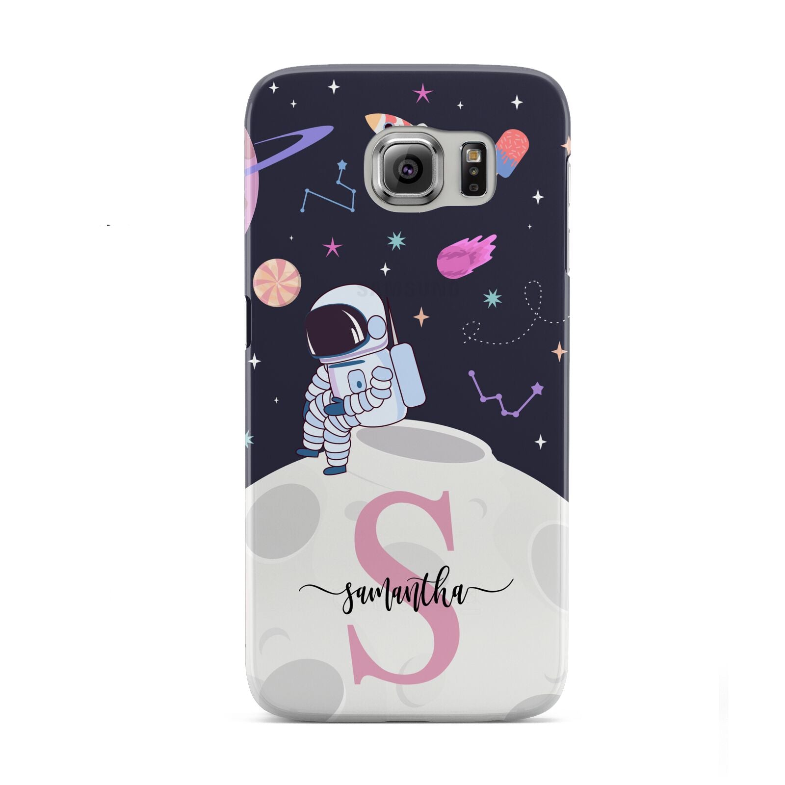 Astronaut in Candy Space with Name Samsung Galaxy S6 Case