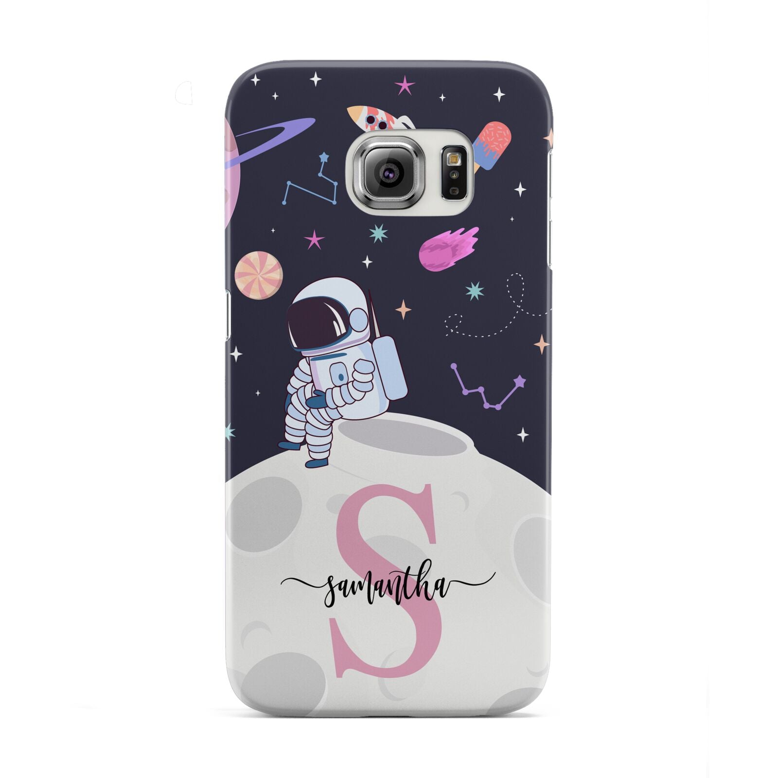 Astronaut in Candy Space with Name Samsung Galaxy S6 Edge Case