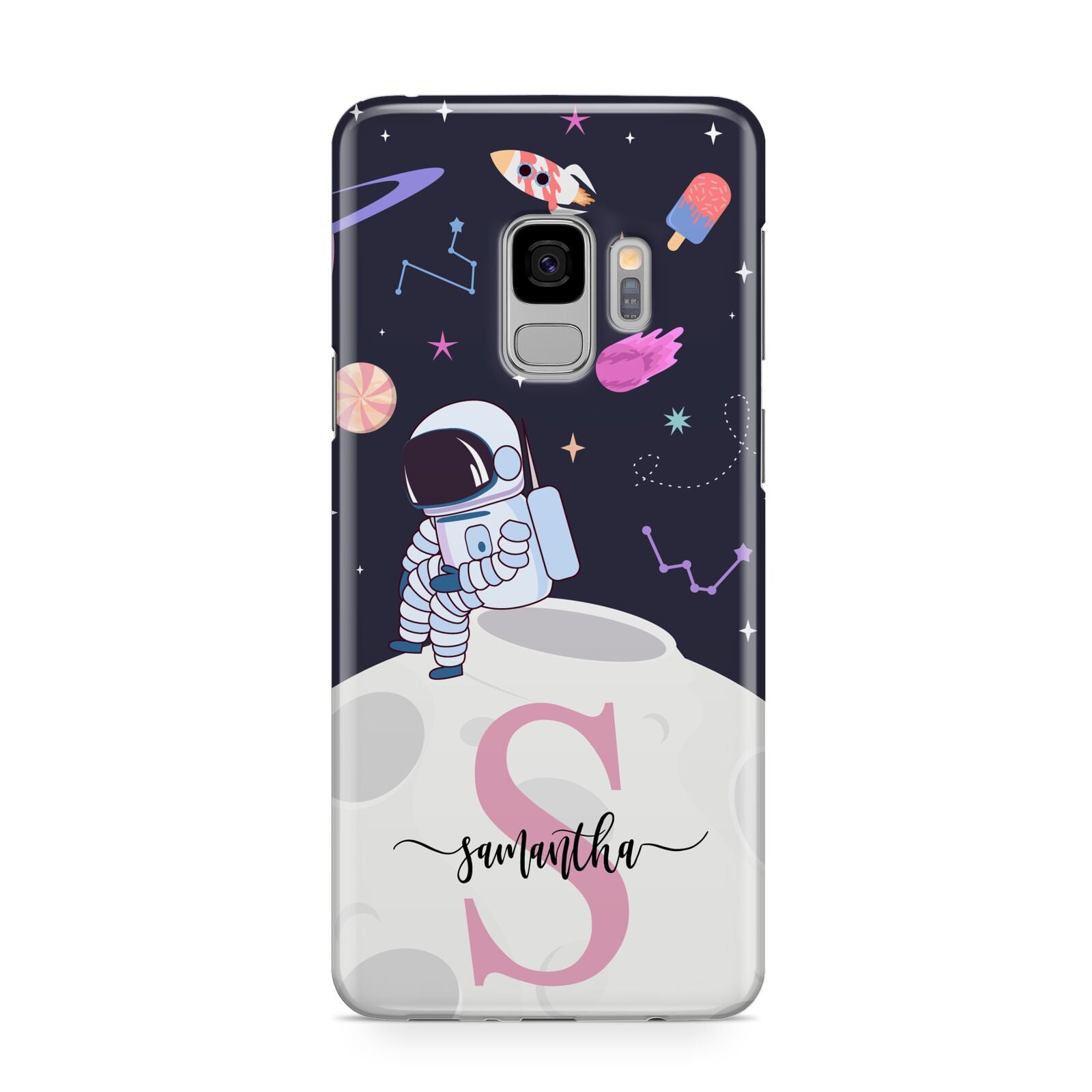 Astronaut in Candy Space with Name Samsung Galaxy S9 Case