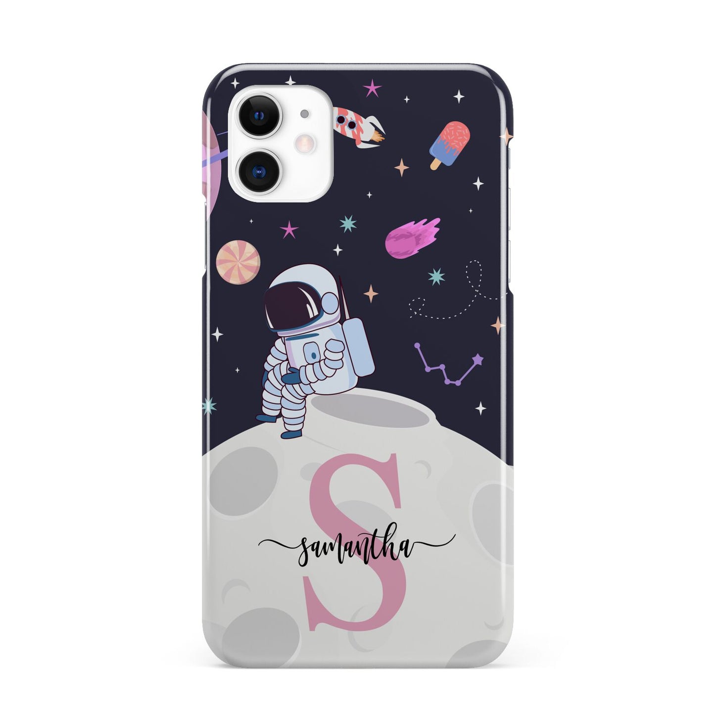 Astronaut in Candy Space with Name iPhone 11 3D Snap Case
