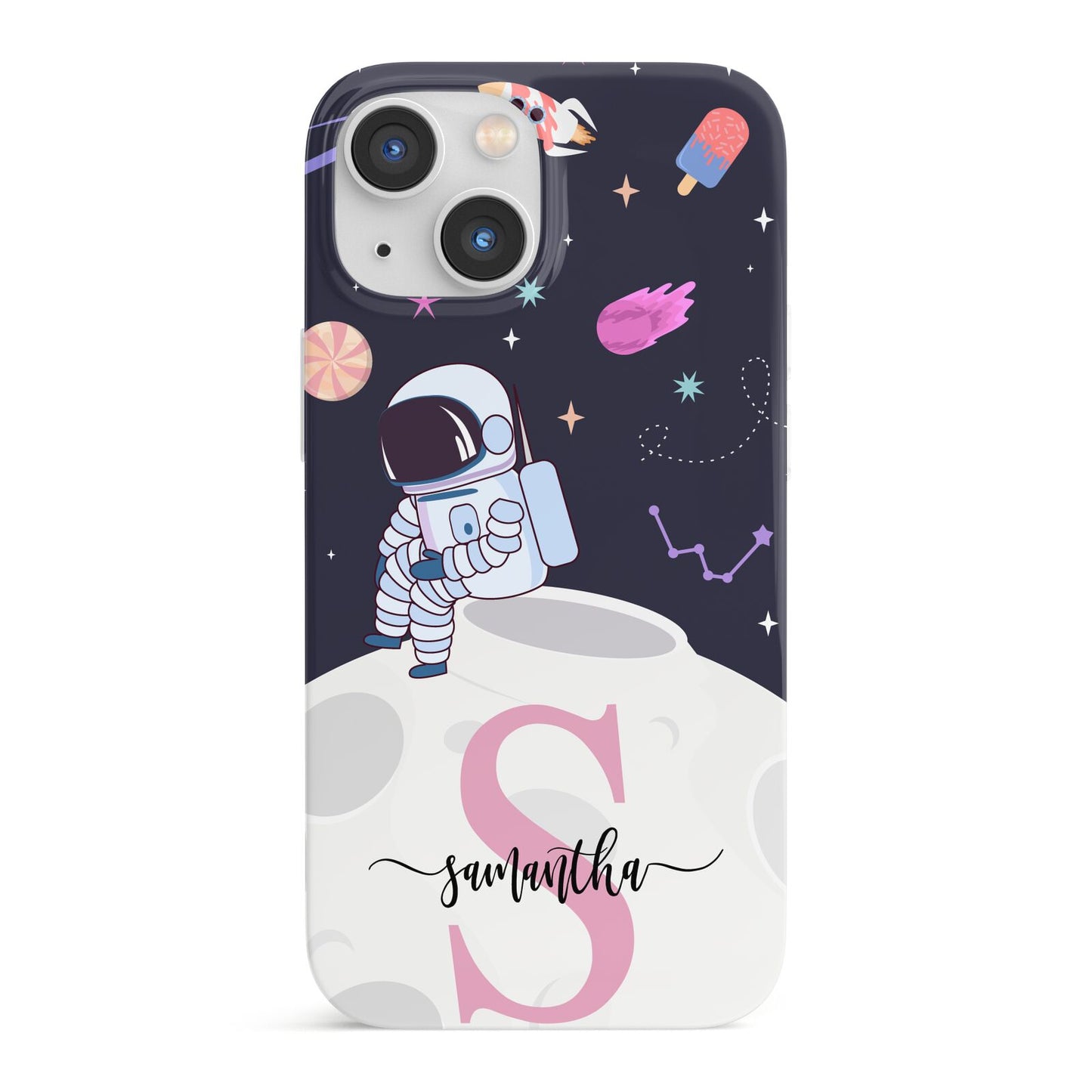 Astronaut in Candy Space with Name iPhone 13 Mini Full Wrap 3D Snap Case