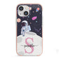 Astronaut in Candy Space with Name iPhone 13 Mini TPU Impact Case with Pink Edges