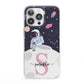 Astronaut in Candy Space with Name iPhone 13 Pro Clear Bumper Case