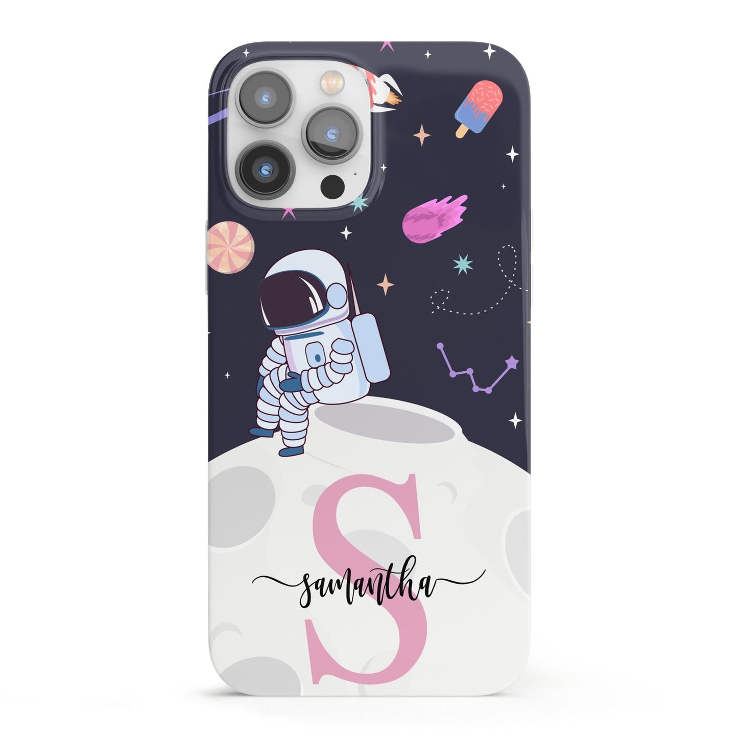 Astronaut in Candy Space with Name iPhone 13 Pro Max Full Wrap 3D Snap Case