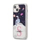 Astronaut in Candy Space with Name iPhone 14 Plus Clear Tough Case Starlight Angled Image