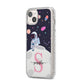 Astronaut in Candy Space with Name iPhone 14 Plus Glitter Tough Case Starlight Angled Image