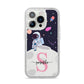 Astronaut in Candy Space with Name iPhone 14 Pro Glitter Tough Case Silver
