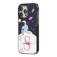 Astronaut in Candy Space with Name iPhone 14 Pro Max Black Impact Case Side Angle on Silver phone