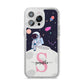 Astronaut in Candy Space with Name iPhone 14 Pro Max Glitter Tough Case Silver