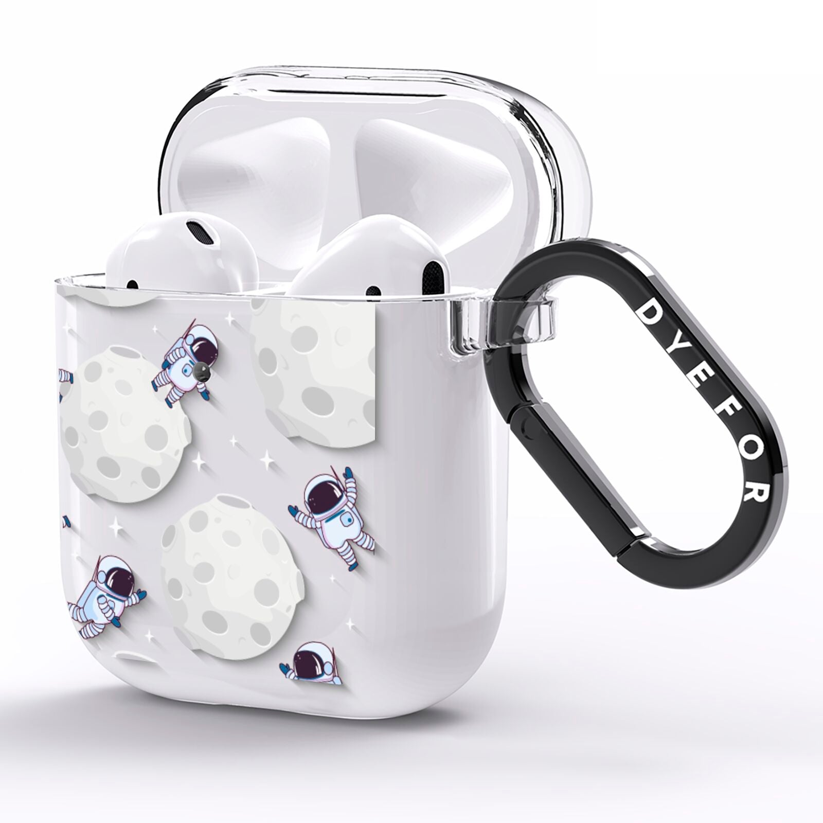 Astronauts and Asteroids AirPods Clear Case Side Image