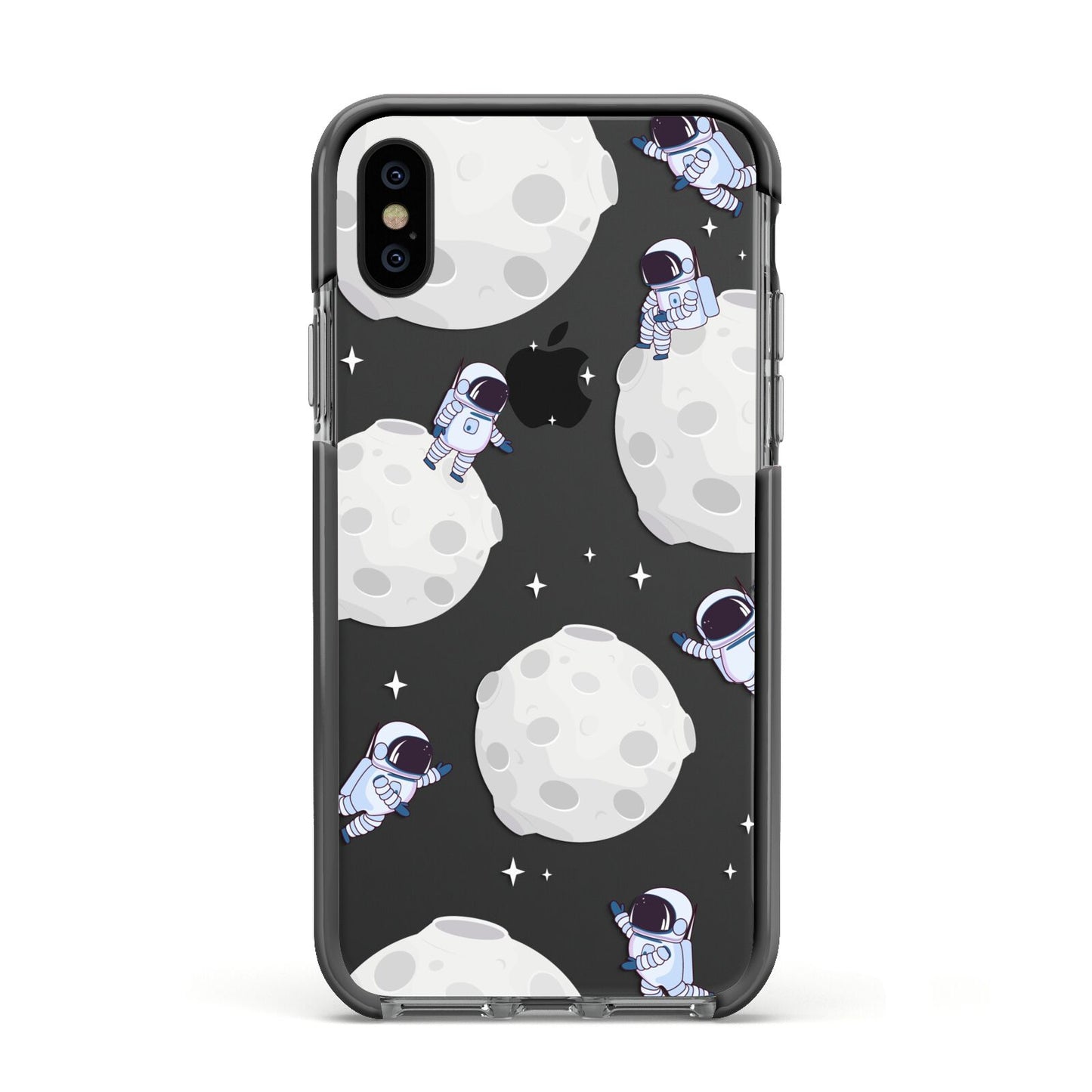 Astronauts and Asteroids Apple iPhone Xs Impact Case Black Edge on Black Phone