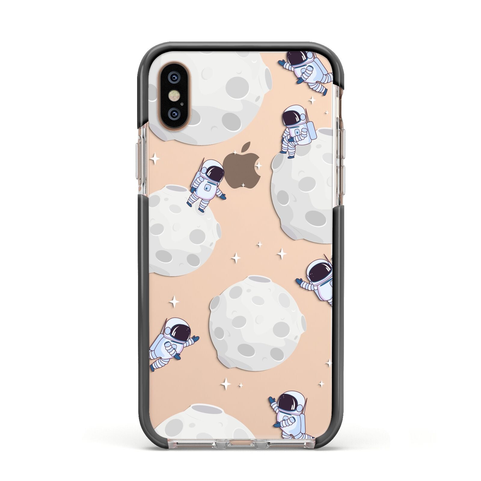 Astronauts and Asteroids Apple iPhone Xs Impact Case Black Edge on Gold Phone