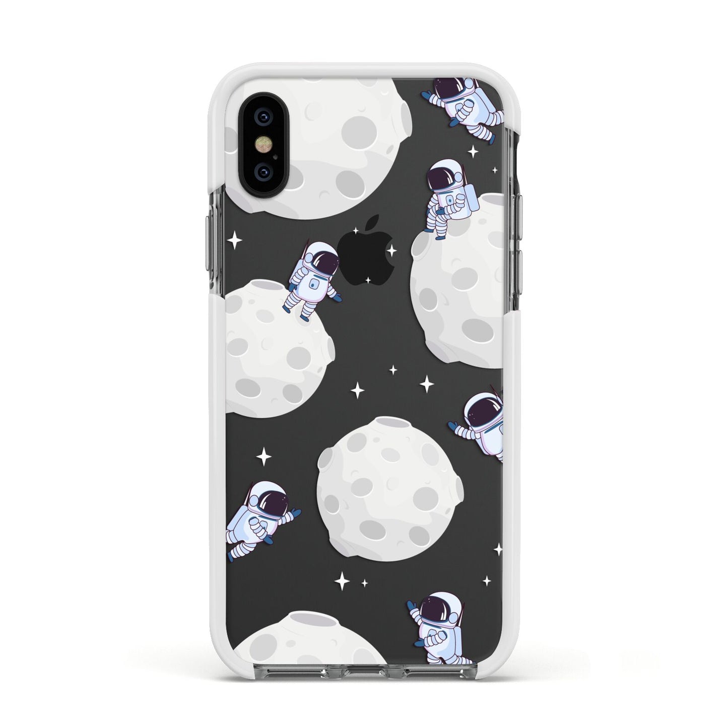 Astronauts and Asteroids Apple iPhone Xs Impact Case White Edge on Black Phone