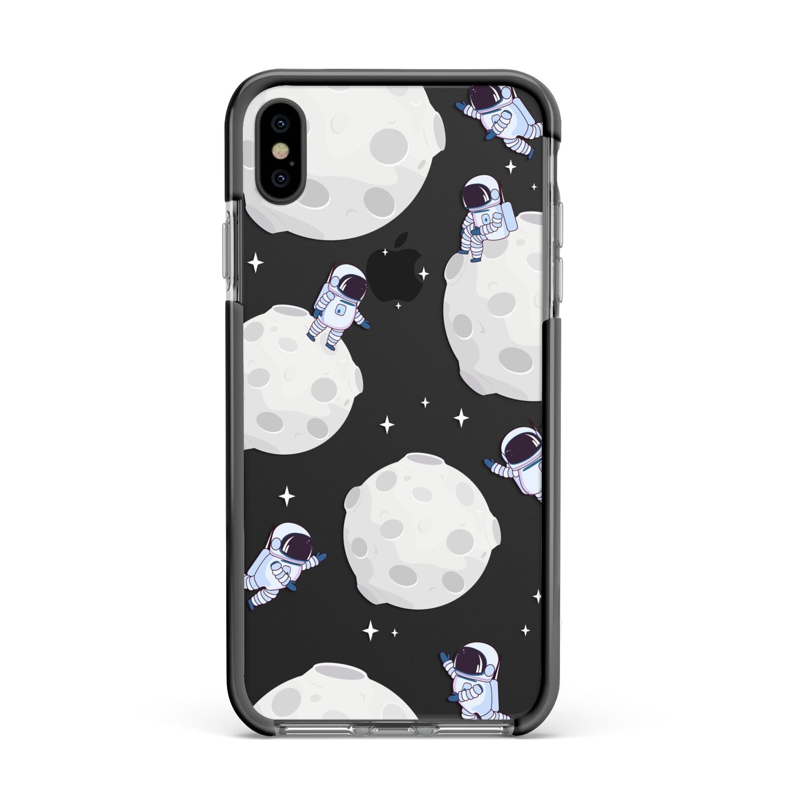 Astronauts and Asteroids Apple iPhone Xs Max Impact Case Black Edge on Black Phone