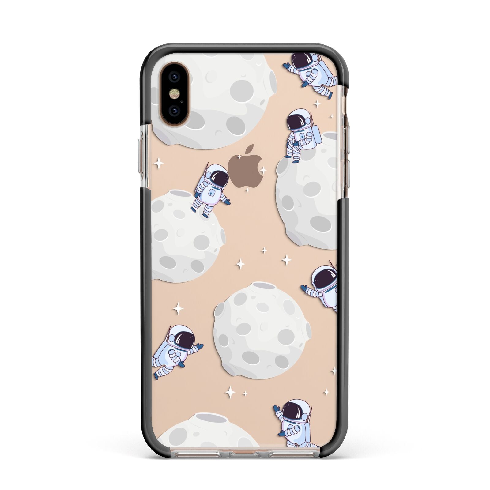 Astronauts and Asteroids Apple iPhone Xs Max Impact Case Black Edge on Gold Phone