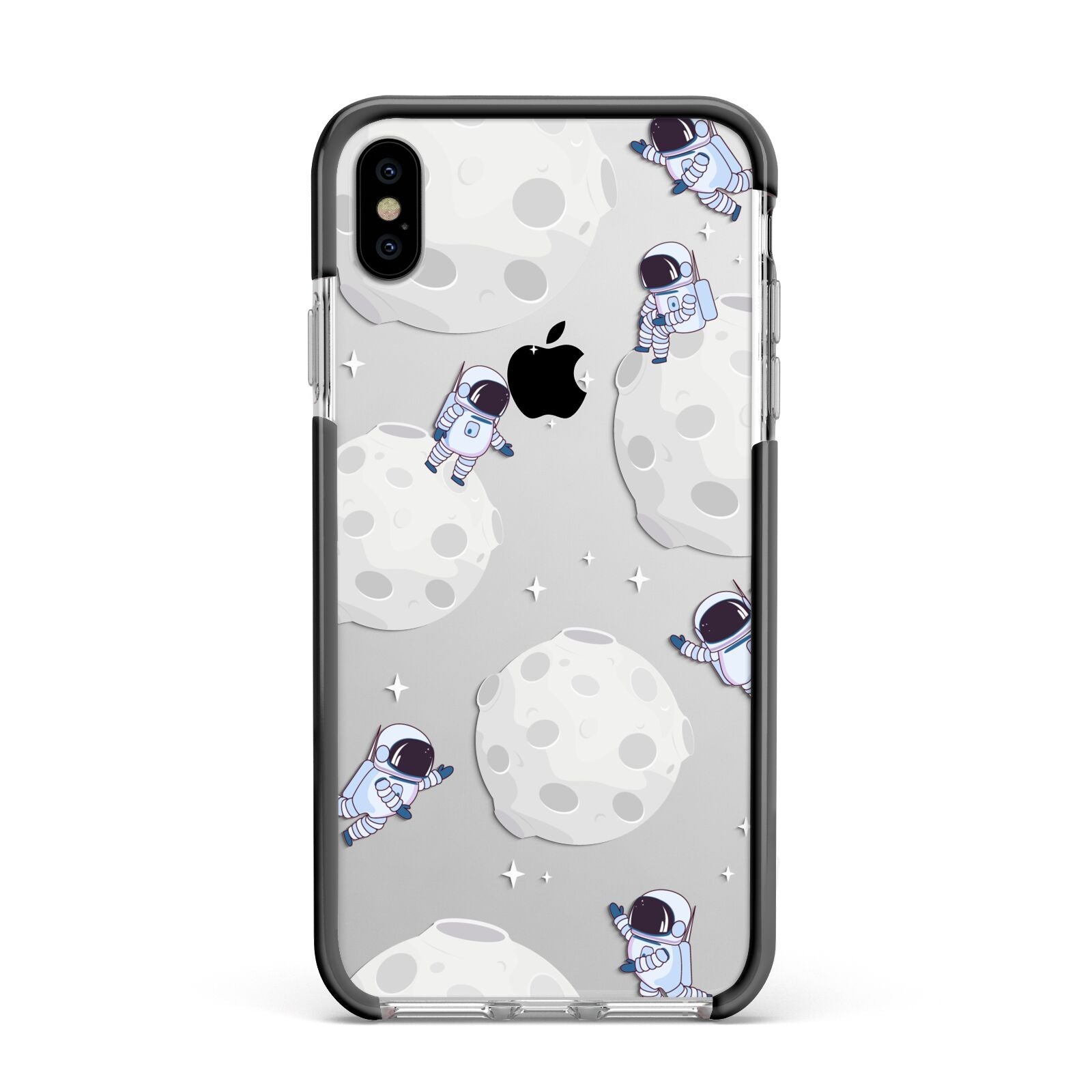 Astronauts and Asteroids Apple iPhone Xs Max Impact Case Black Edge on Silver Phone