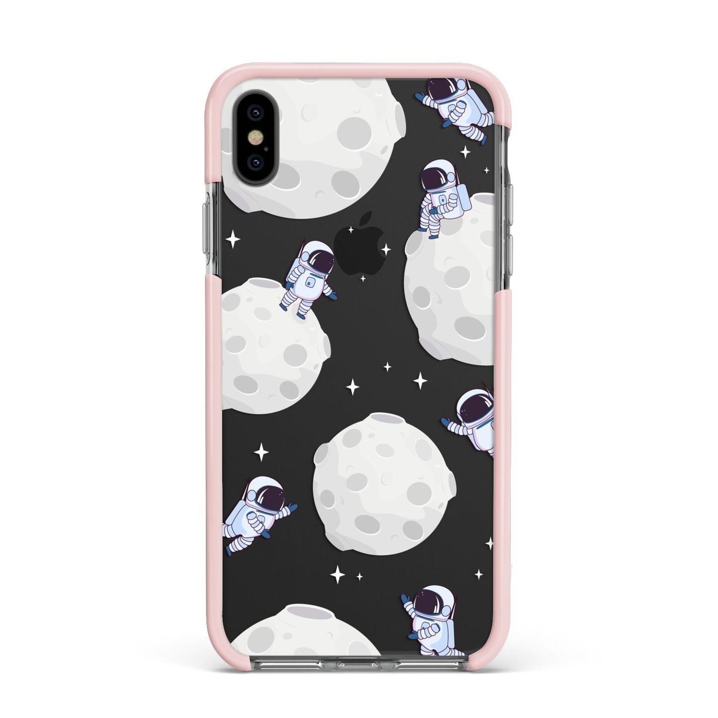 Astronauts and Asteroids Apple iPhone Xs Max Impact Case Pink Edge on Black Phone
