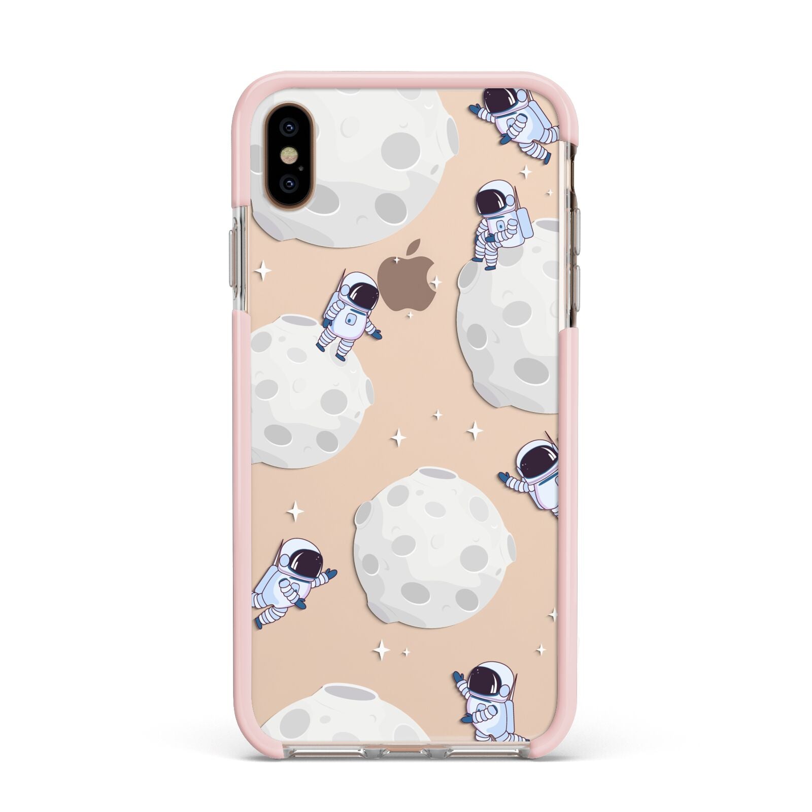 Astronauts and Asteroids Apple iPhone Xs Max Impact Case Pink Edge on Gold Phone