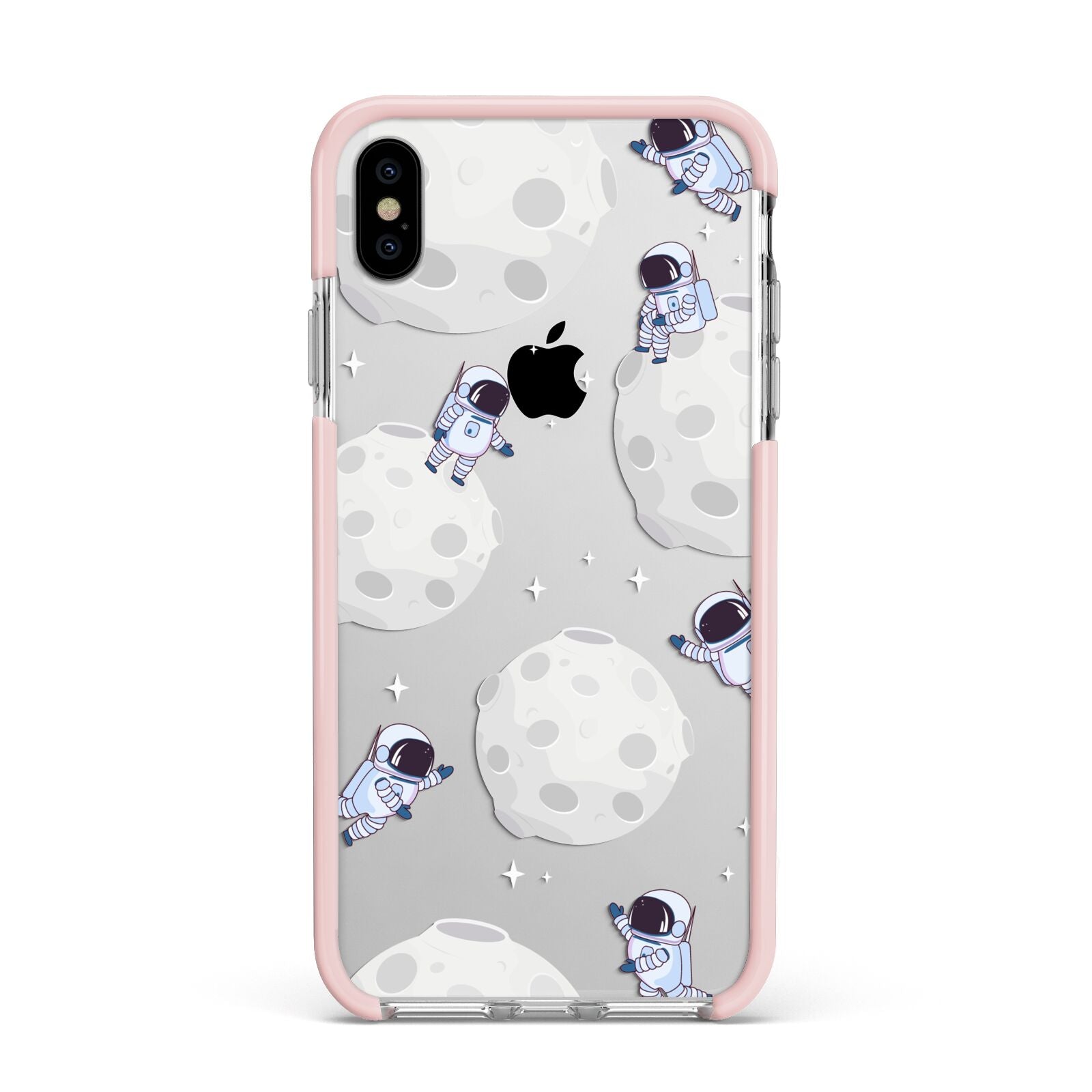 Astronauts and Asteroids Apple iPhone Xs Max Impact Case Pink Edge on Silver Phone