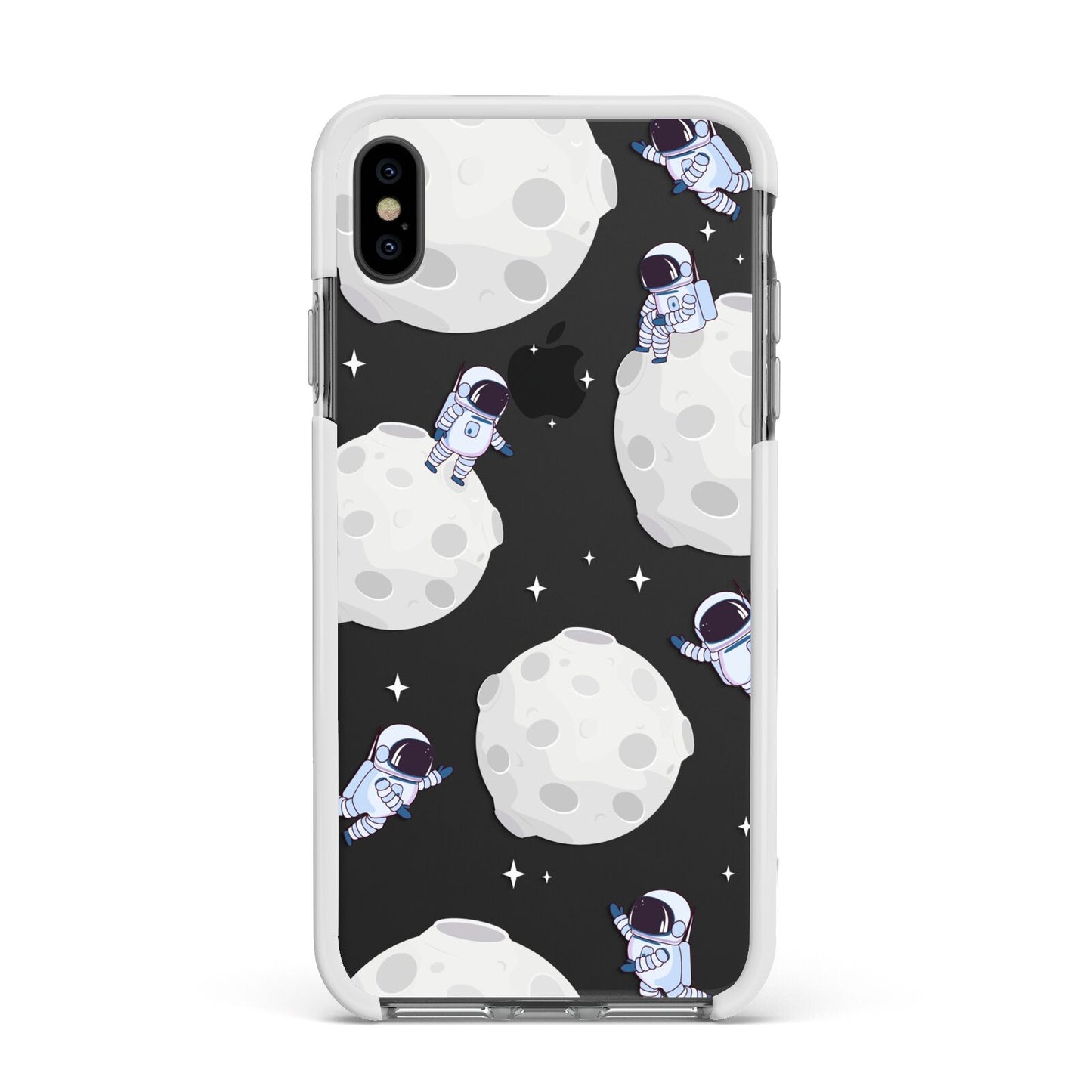 Astronauts and Asteroids Apple iPhone Xs Max Impact Case White Edge on Black Phone