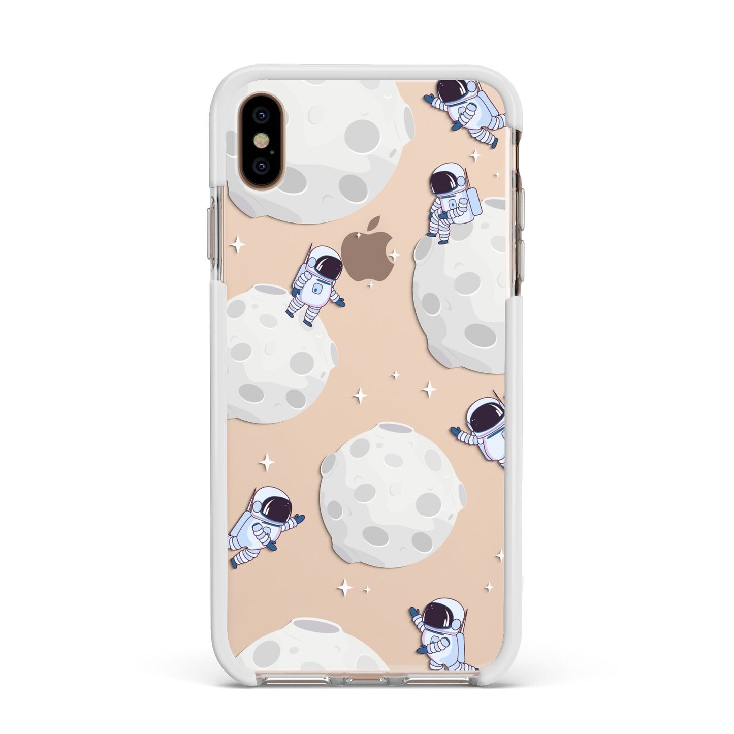 Astronauts and Asteroids Apple iPhone Xs Max Impact Case White Edge on Gold Phone