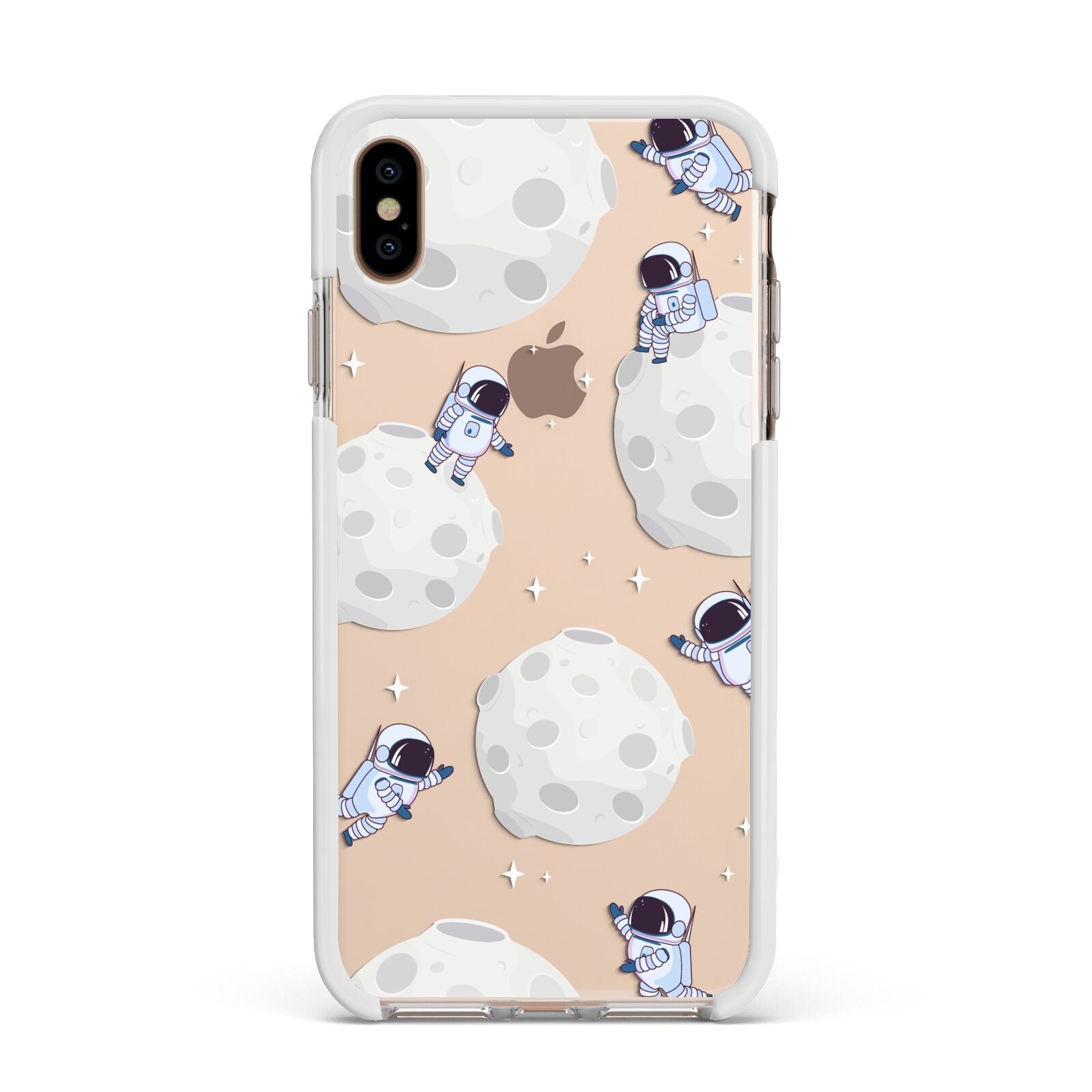 Astronauts and Asteroids Apple iPhone Xs Max Impact Case White Edge on Gold Phone