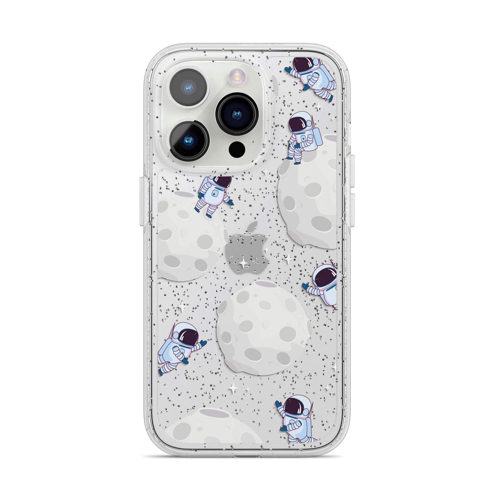 Astronauts and Asteroids iPhone 14 Pro Glitter Tough Case Silver