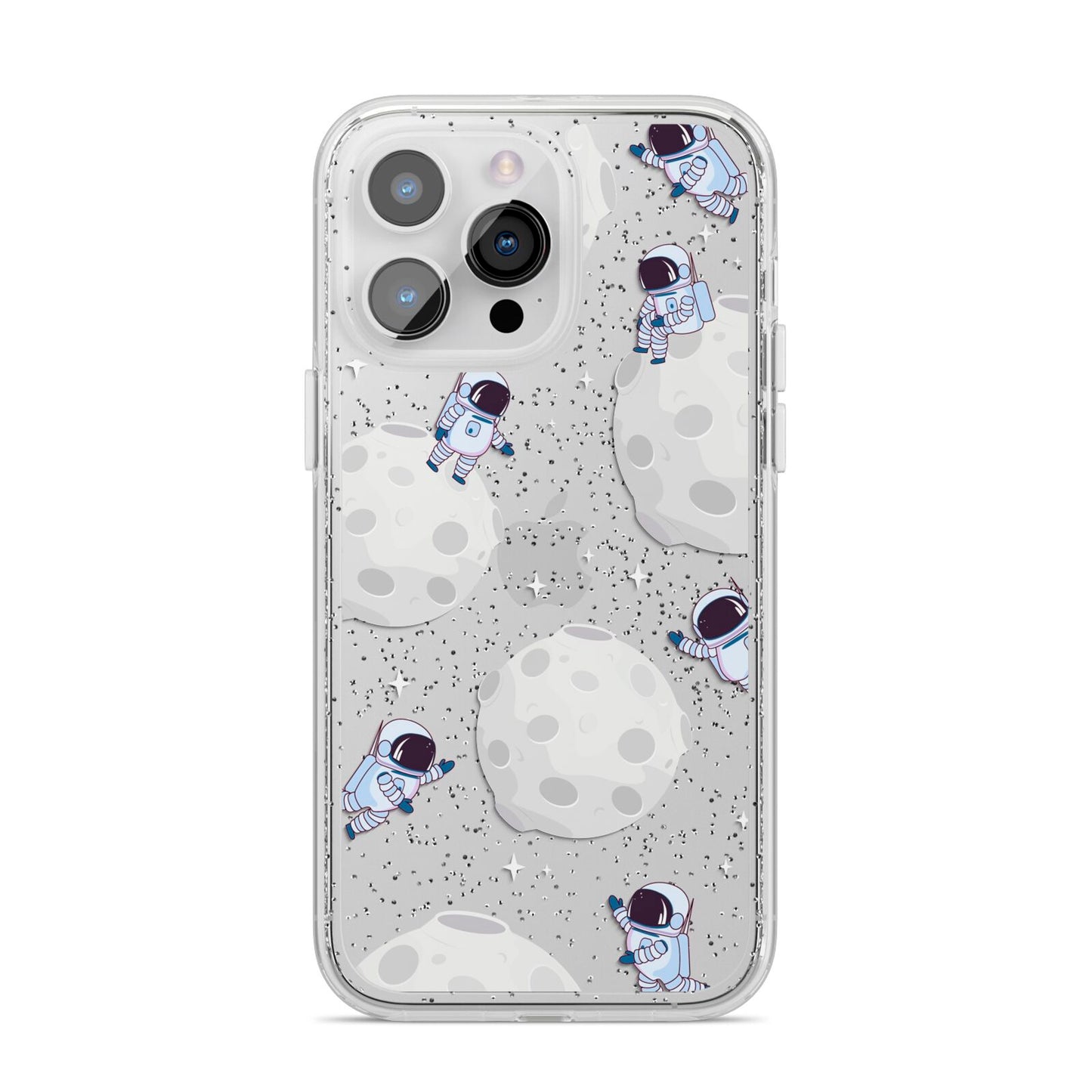 Astronauts and Asteroids iPhone 14 Pro Max Glitter Tough Case Silver