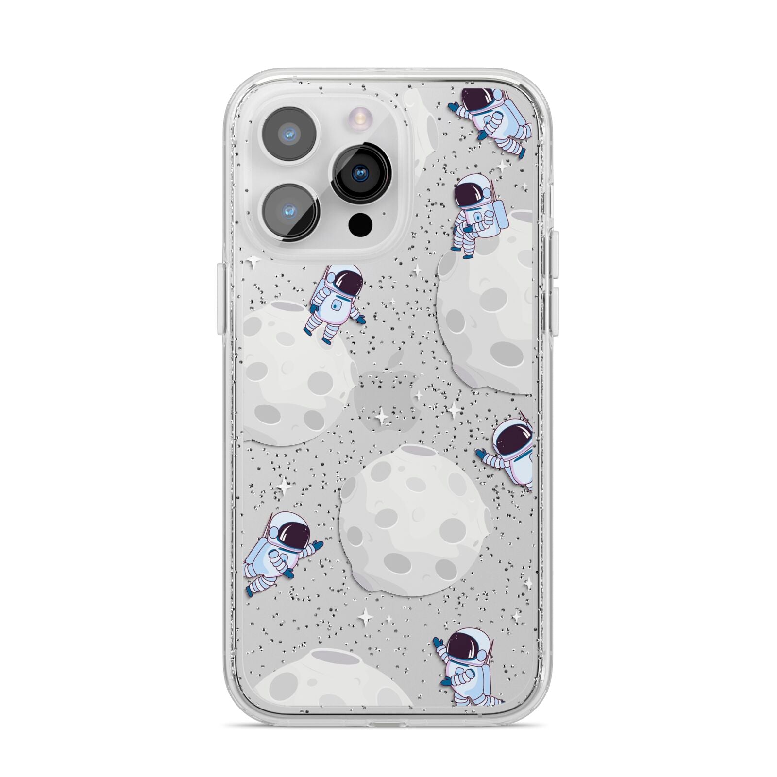 Astronauts and Asteroids iPhone 14 Pro Max Glitter Tough Case Silver