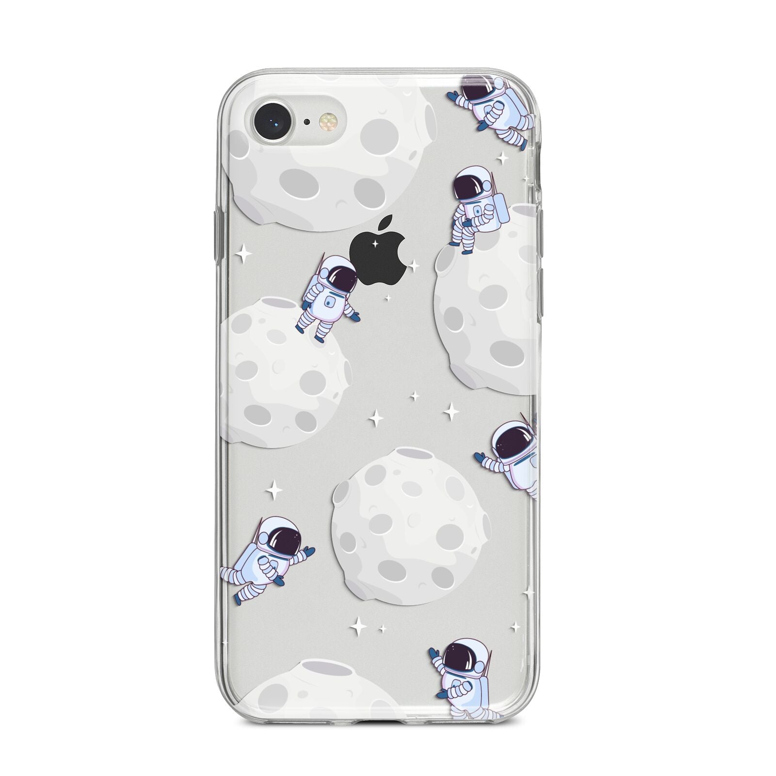 Astronauts and Asteroids iPhone 8 Bumper Case on Silver iPhone