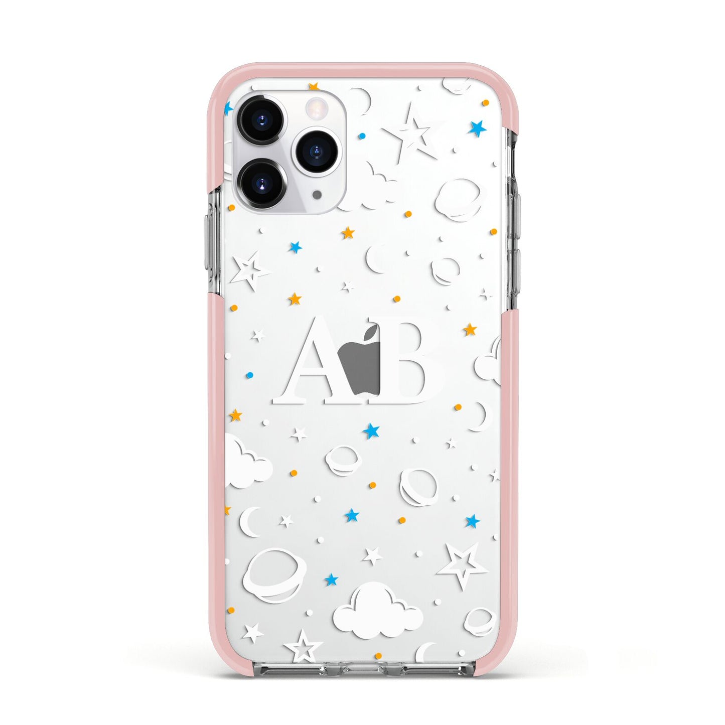 Astronomical Initials Apple iPhone 11 Pro in Silver with Pink Impact Case