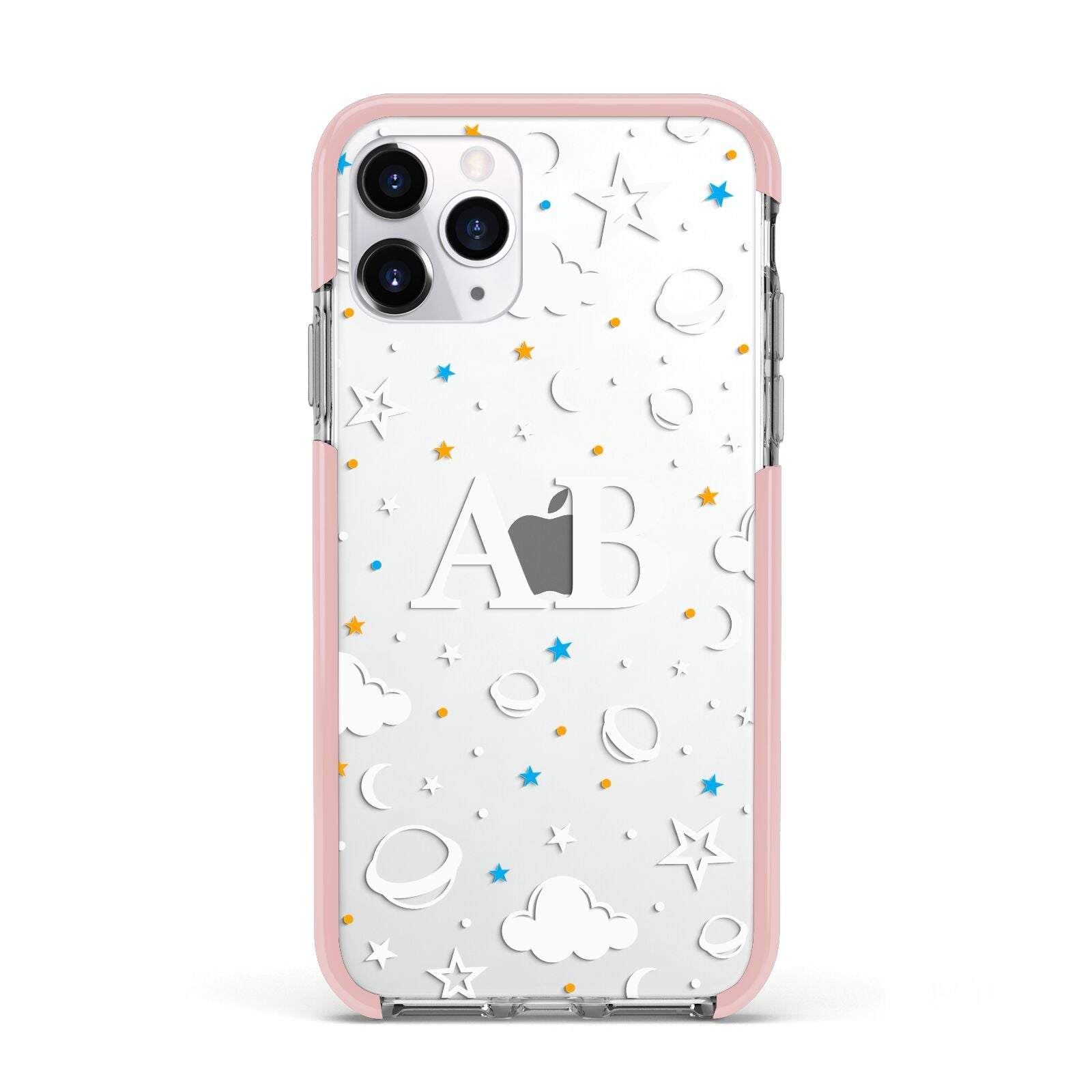 Astronomical Initials Apple iPhone 11 Pro in Silver with Pink Impact Case