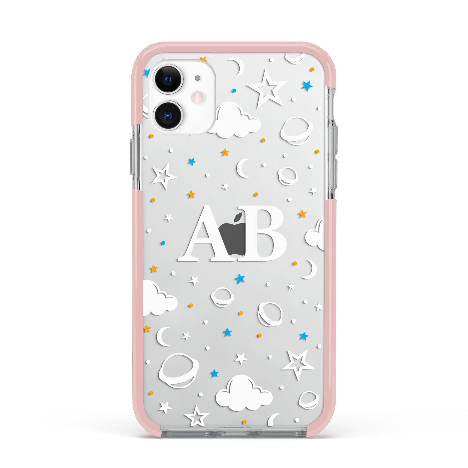 Astronomical Initials Apple iPhone 11 in White with Pink Impact Case