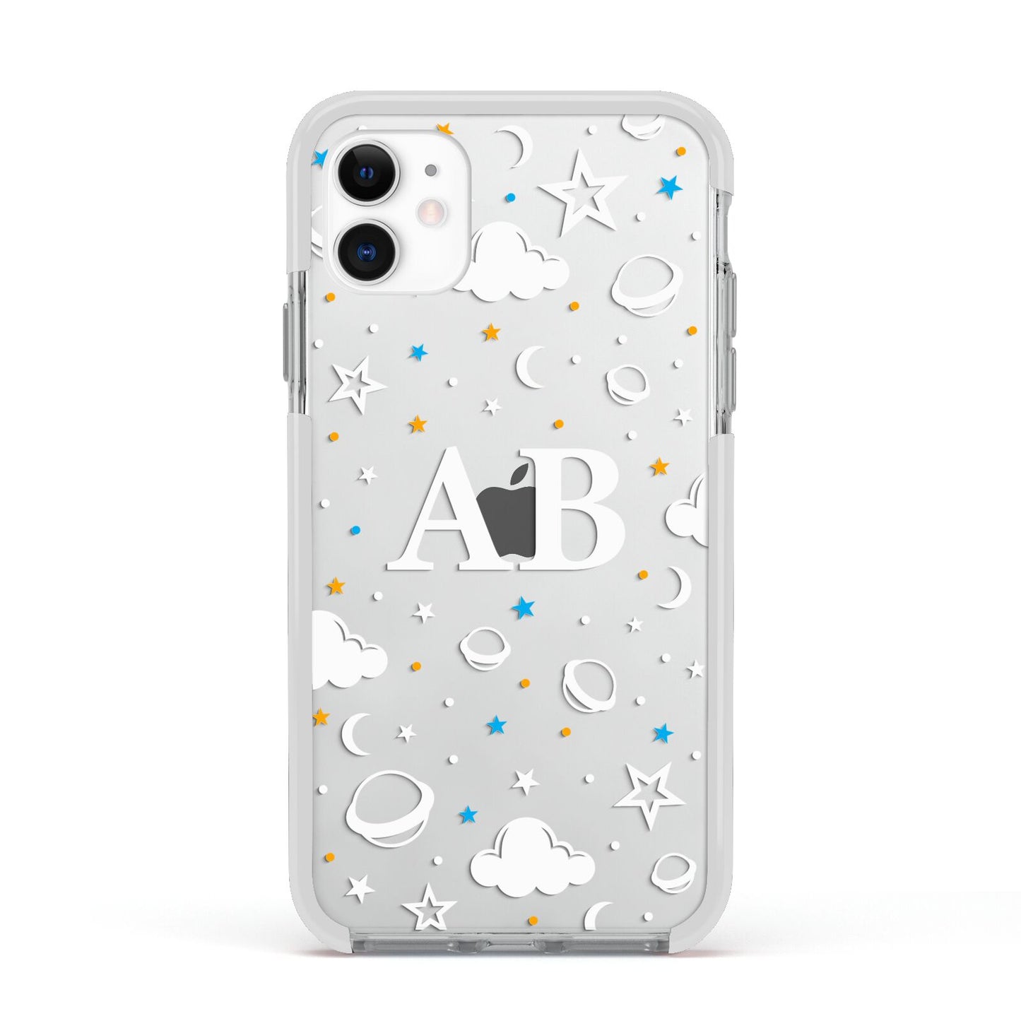 Astronomical Initials Apple iPhone 11 in White with White Impact Case