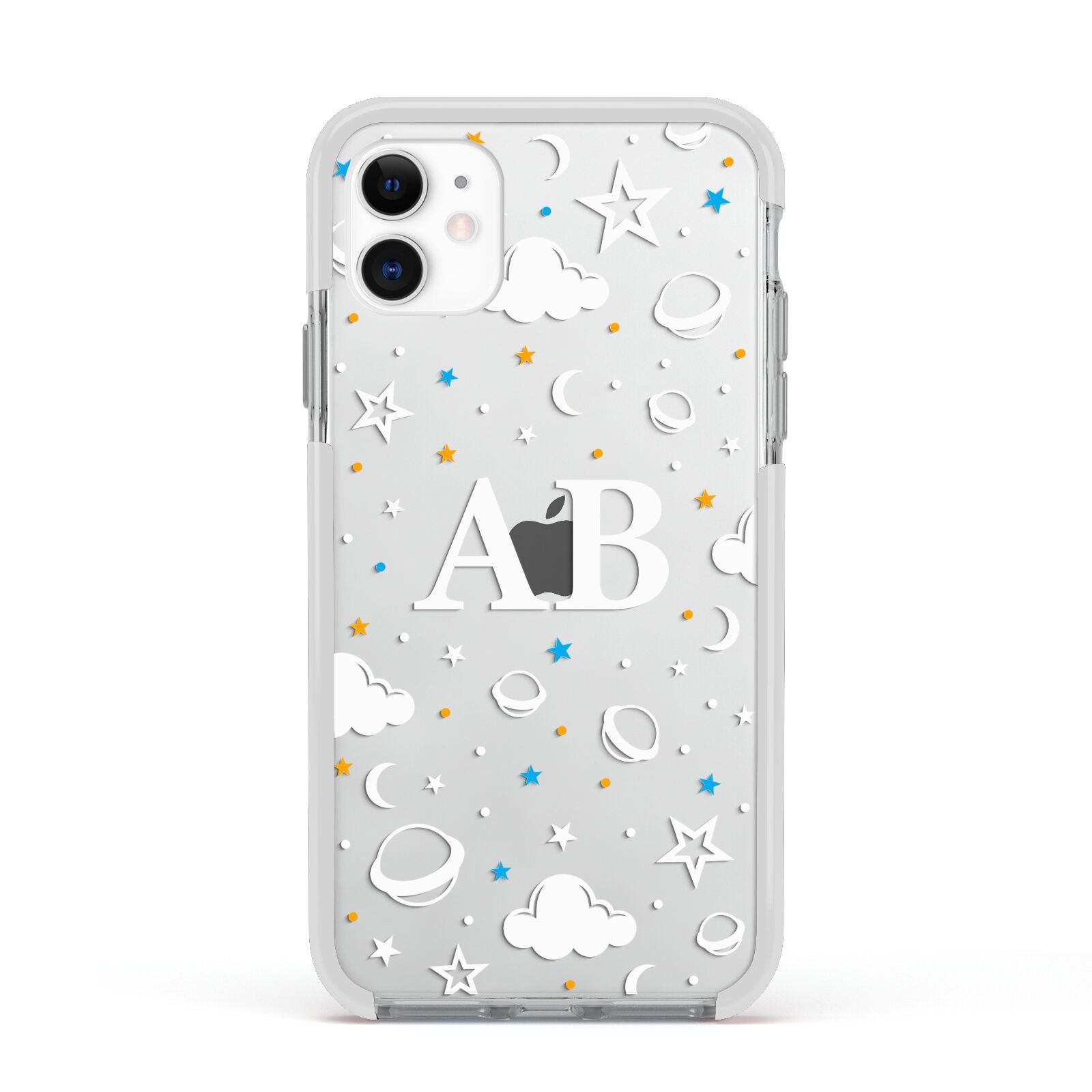 Astronomical Initials Apple iPhone 11 in White with White Impact Case