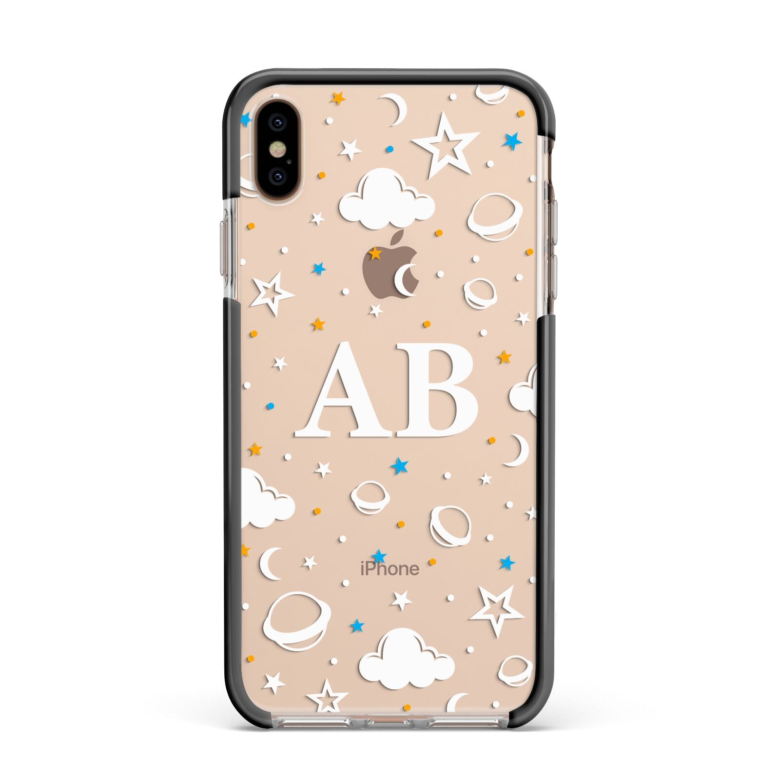 Astronomical Initials Apple iPhone Xs Max Impact Case Black Edge on Gold Phone