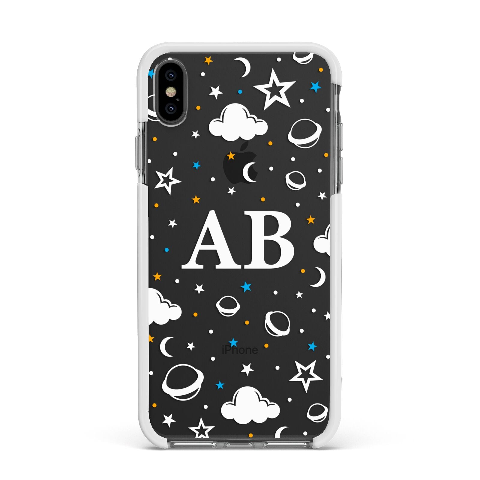 Astronomical Initials Apple iPhone Xs Max Impact Case White Edge on Black Phone