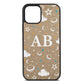 Astronomical Initials Gold Pebble Leather iPhone 12 Case