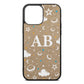 Astronomical Initials Gold Pebble Leather iPhone 13 Pro Max Case